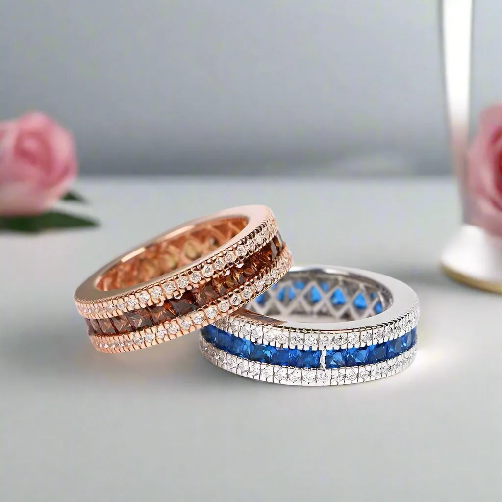 Elegant Triple Row Diamond Wedding Band