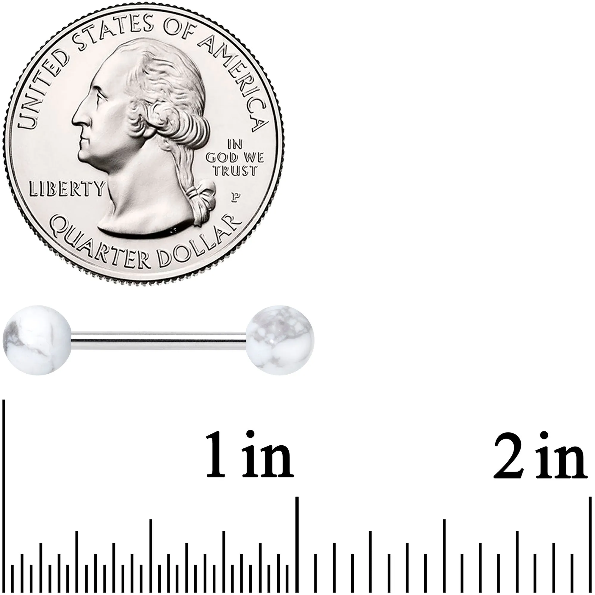 Elegant White Howlite Barbell Tongue Ring