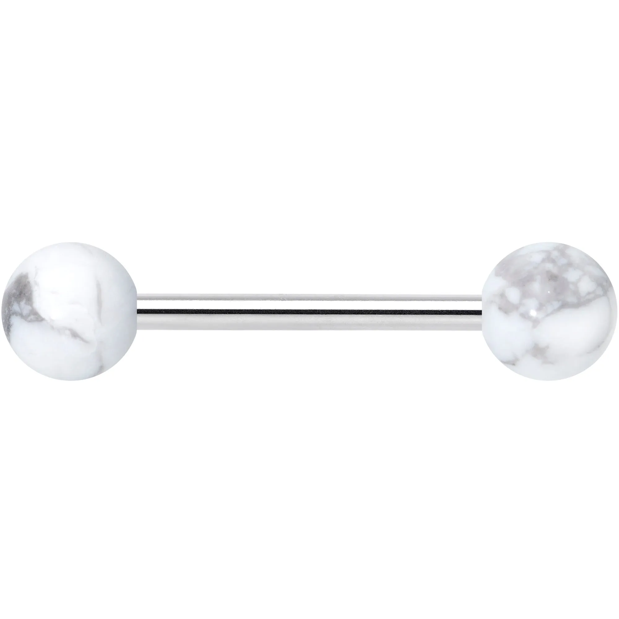 Elegant White Howlite Barbell Tongue Ring