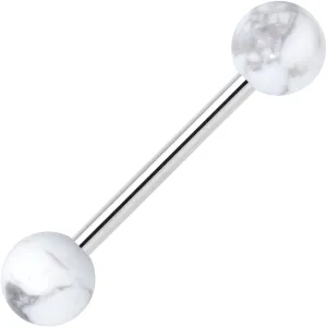 Elegant White Howlite Barbell Tongue Ring