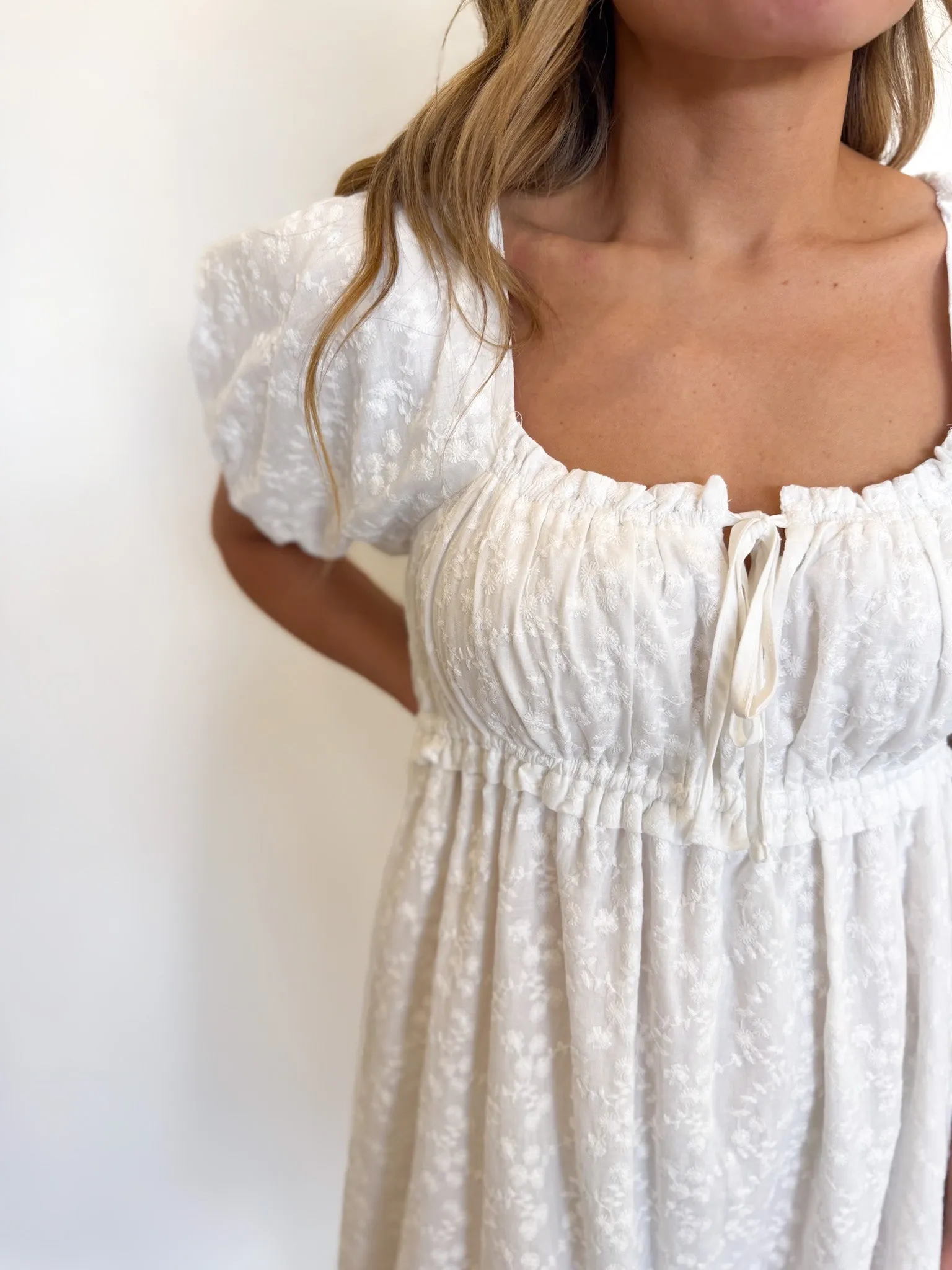 Ellington Puff Sleeve Eyelet Midi Dress