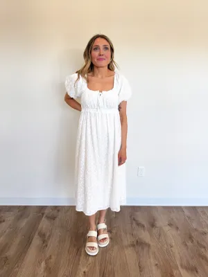 Ellington Puff Sleeve Eyelet Midi Dress