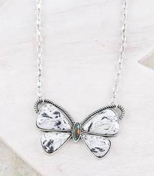 Elliot Fashion White Buffalo/Turquoise Butterfly Necklace - 18"