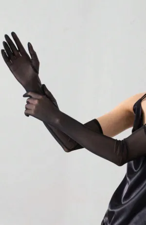 Erotic Transparent Black Fishnet  Gloves