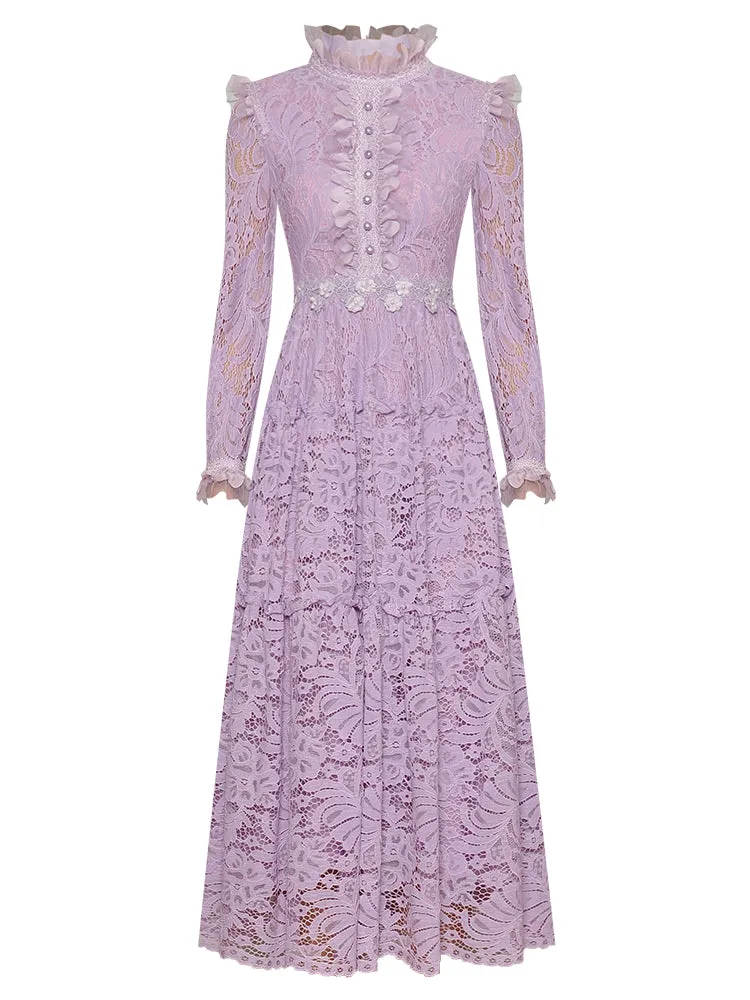 Estefania Long sleeve Lace Applique Elegant Dress