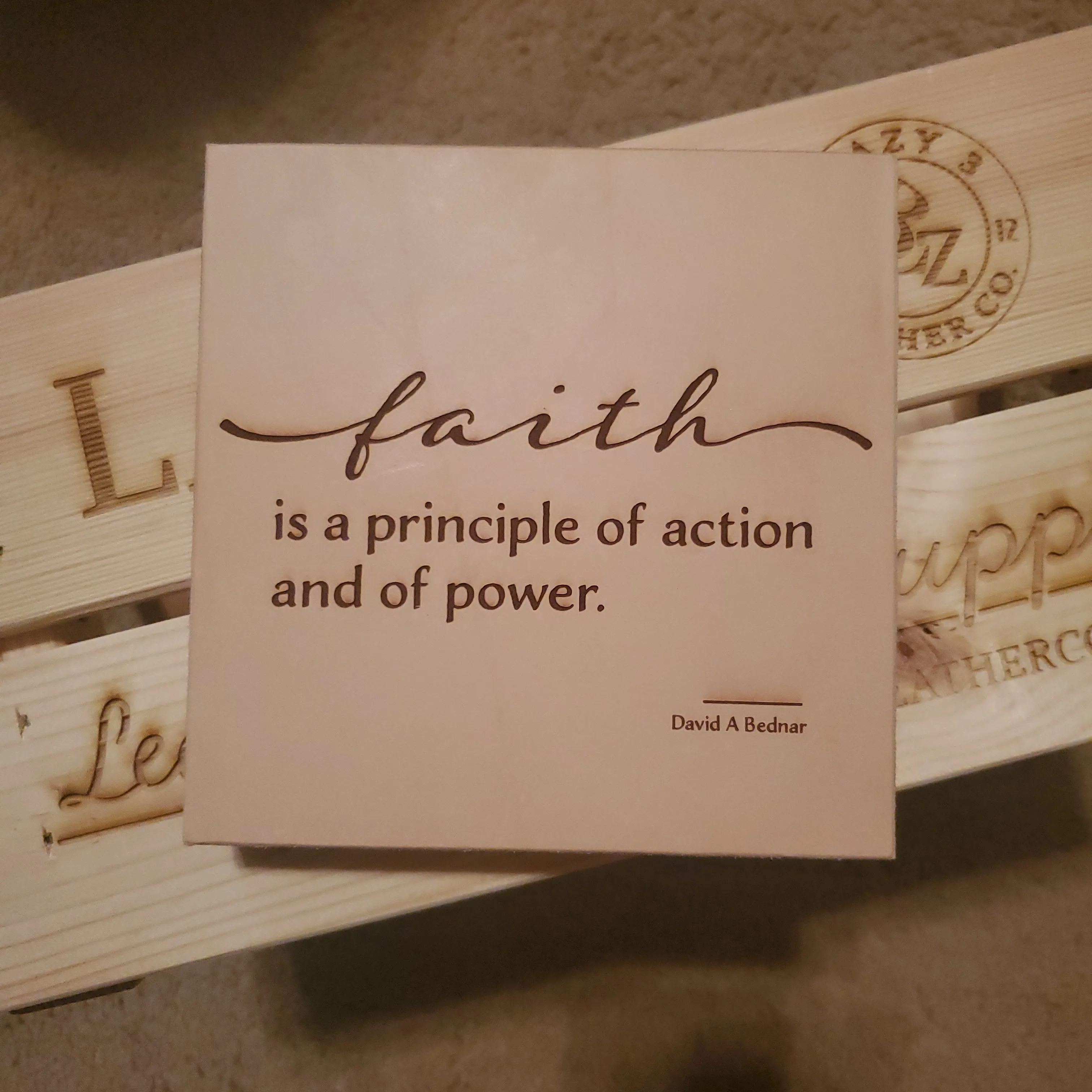 Faith Leather Wall Art