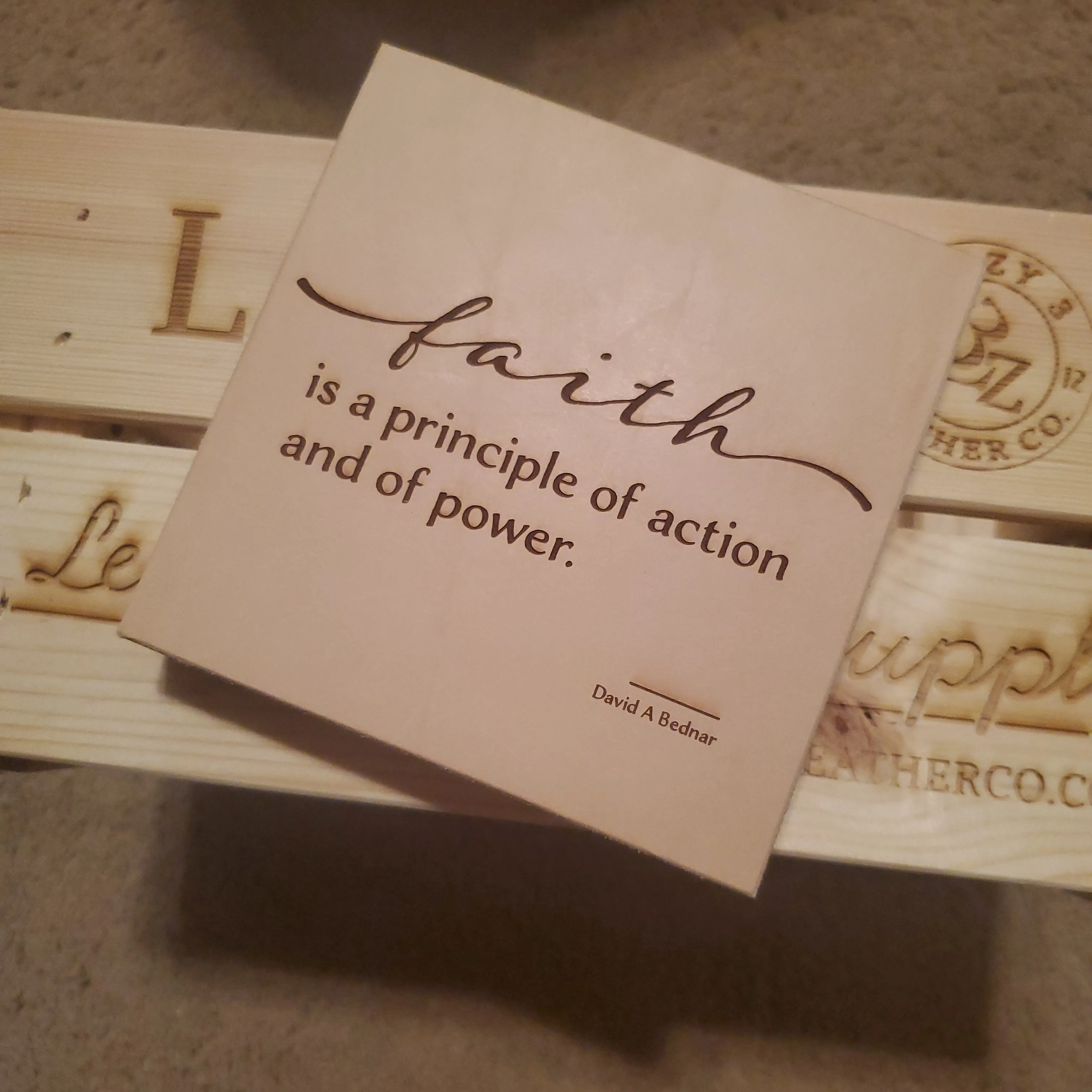 Faith Leather Wall Art