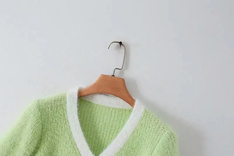 Fashion button short single-breasted sweater T-shirt