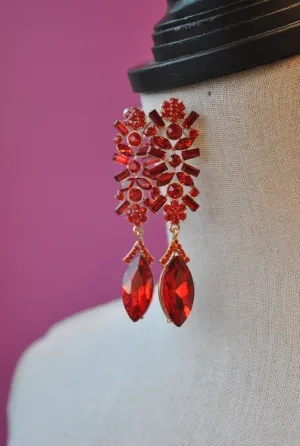 FASHION COLLECTION - RED CRYSTAL STATEMENT EARRINGS