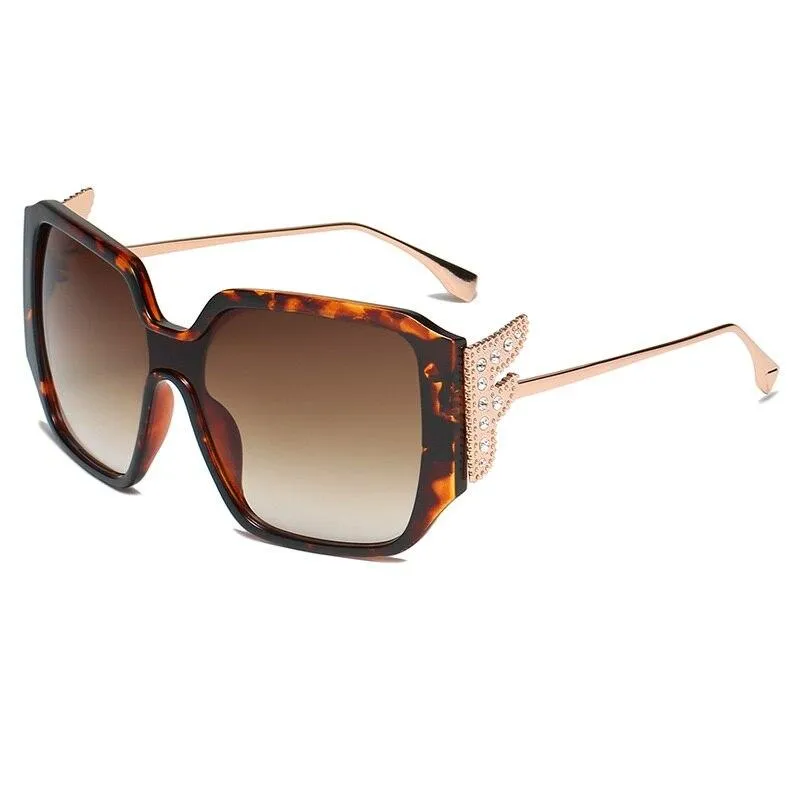 Fashion Diamond Wings Vintage Oversized 2021 Women Shades