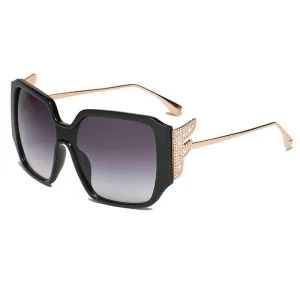 Fashion Diamond Wings Vintage Oversized 2021 Women Shades