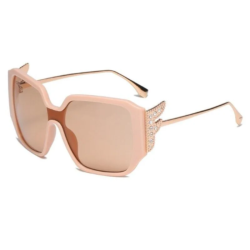 Fashion Diamond Wings Vintage Oversized 2021 Women Shades