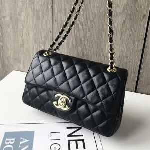 Fashion Leather Ringer Lock Catch Single Handbag