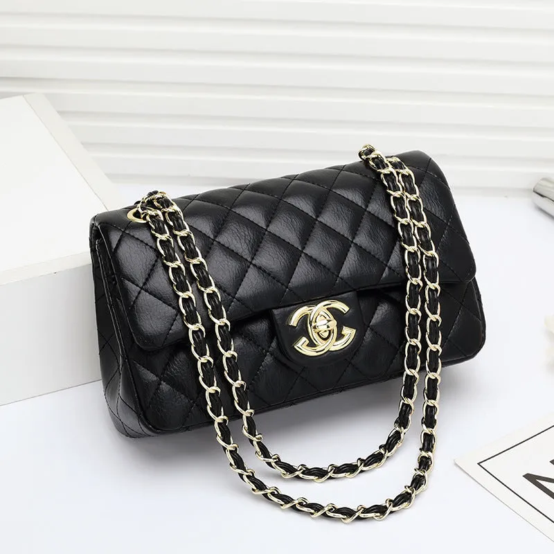 Fashion Leather Ringer Lock Catch Single Handbag