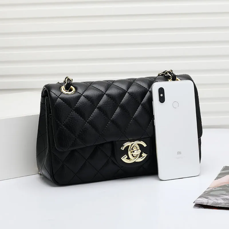 Fashion Leather Ringer Lock Catch Single Handbag