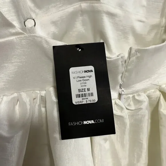 Fashion Nova V.I.Please high low gown white size Medium