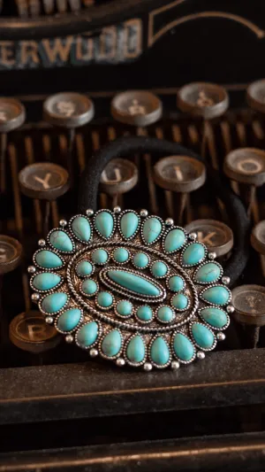 Fashion Oval Round & Teardroop Turquoise Cluster Hair Tie