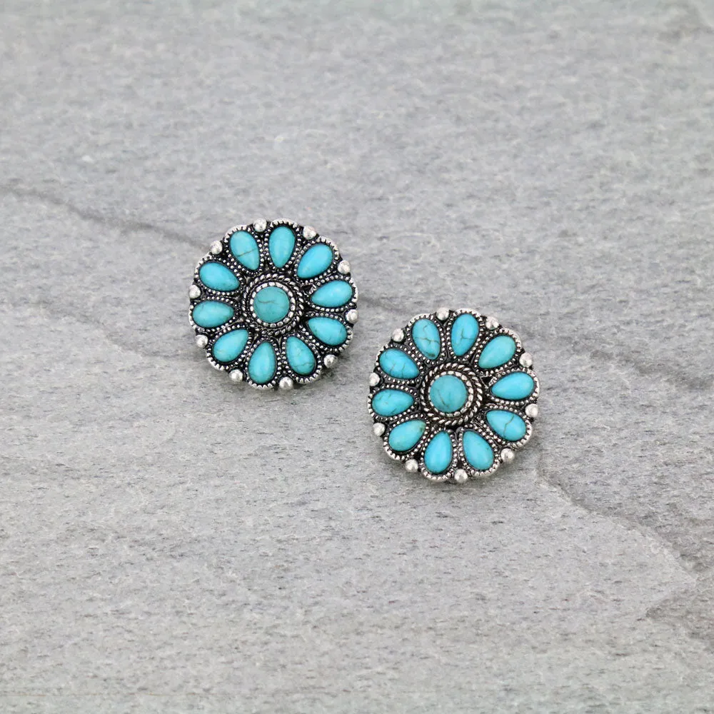 Fashion Turquoise Zuni Clip Earrings