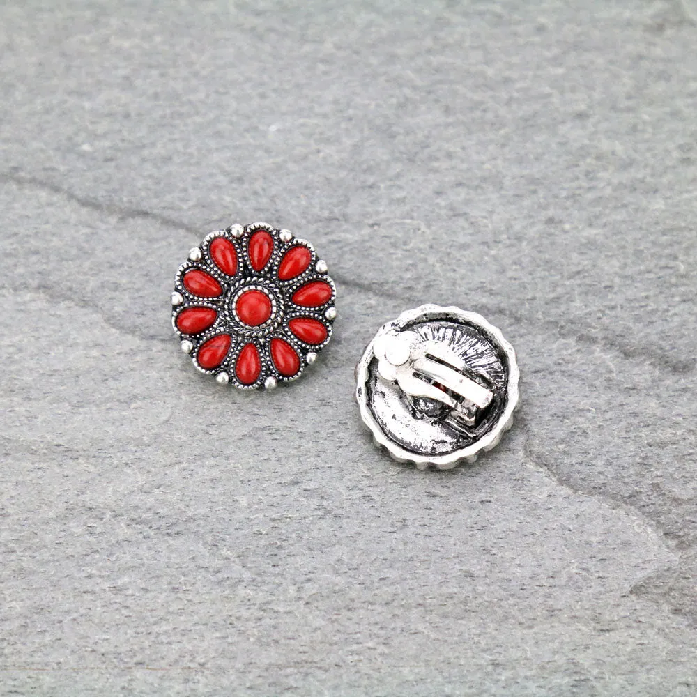 Fashion Zuni Clip Earrings - Red