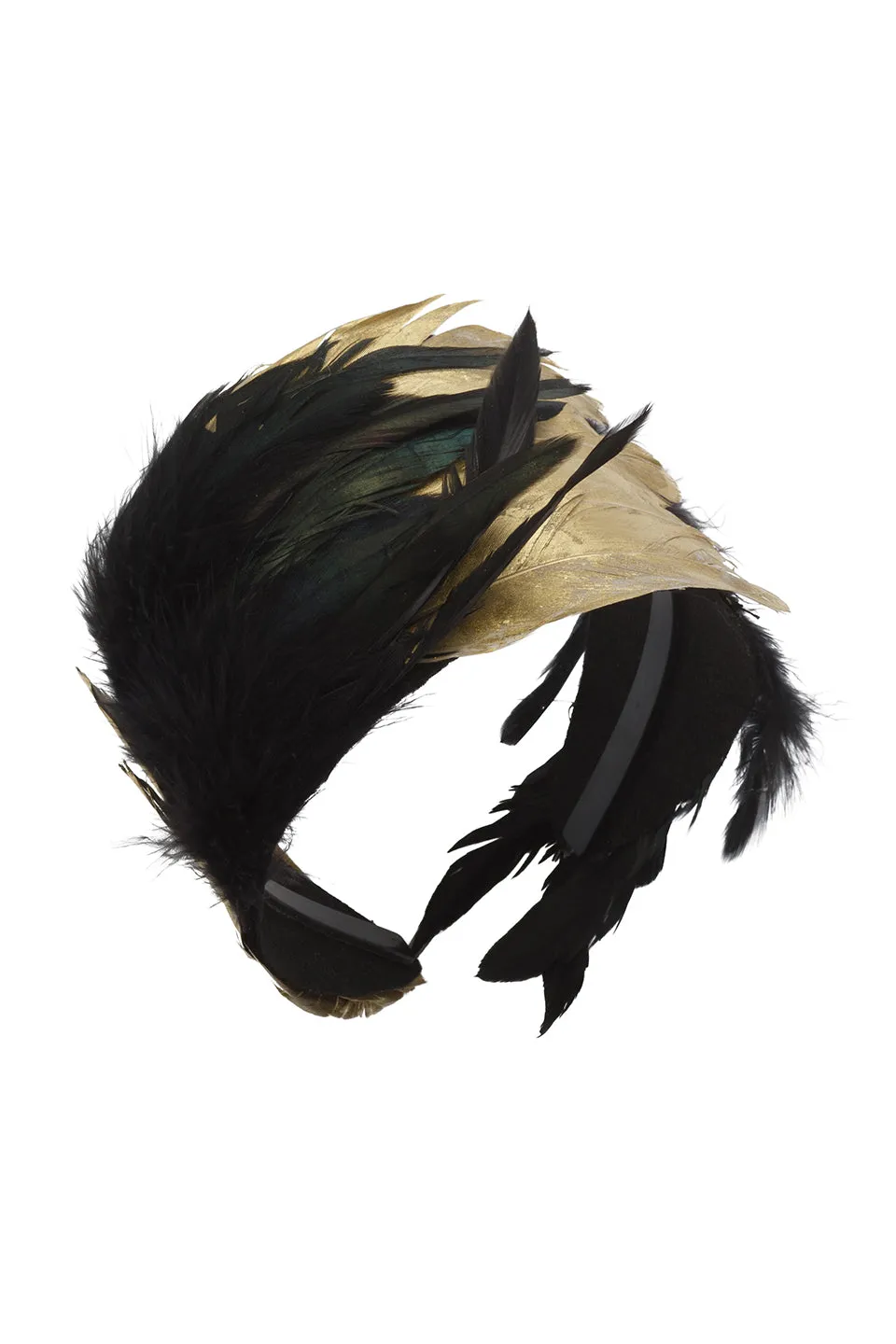 Feather Headband - Black/Gold