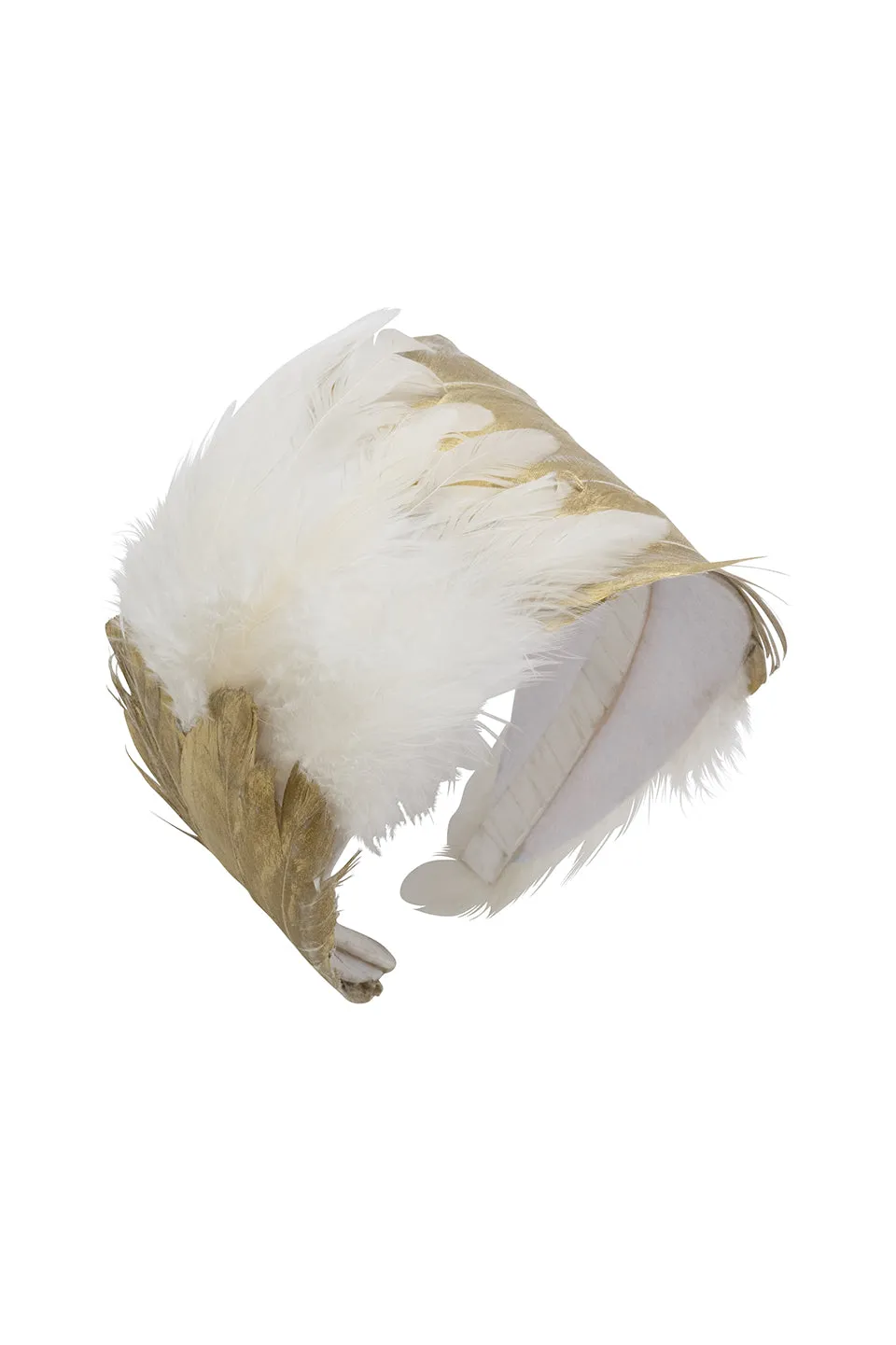 Feather Headband - White/Gold