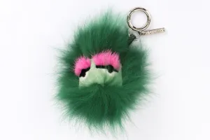 Fendi Bag Bug Charm Mini Pink Eyelash Green Color Fur Fox, Mink, Larin, Silver Hardware, no Dust Cover & Box