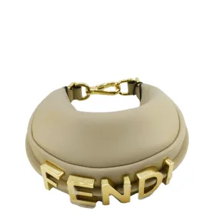 FENDI FendiGraphy Mini Smooth Leather Hobo Bag Cream