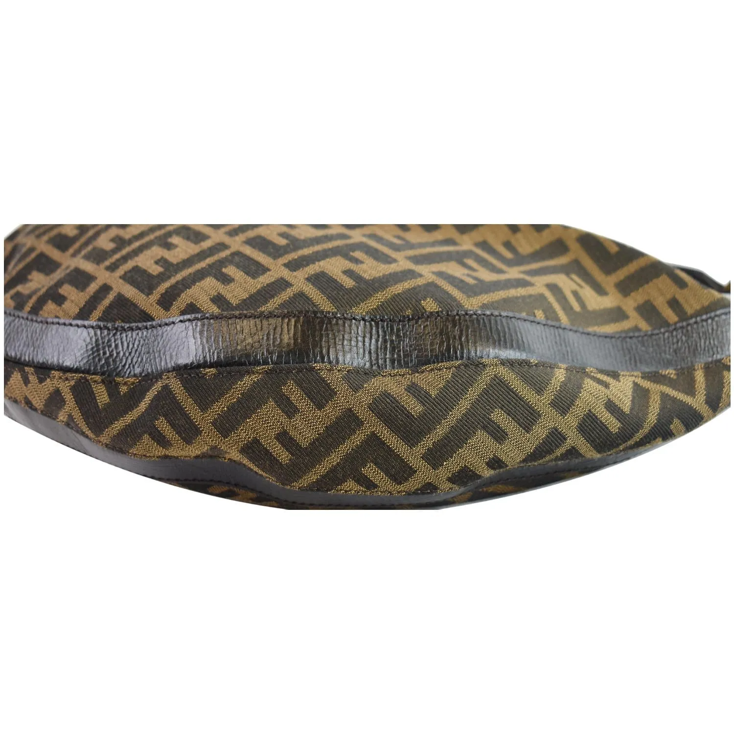 FENDI Half Moon Zucca Canvas Hobo Bag Brown