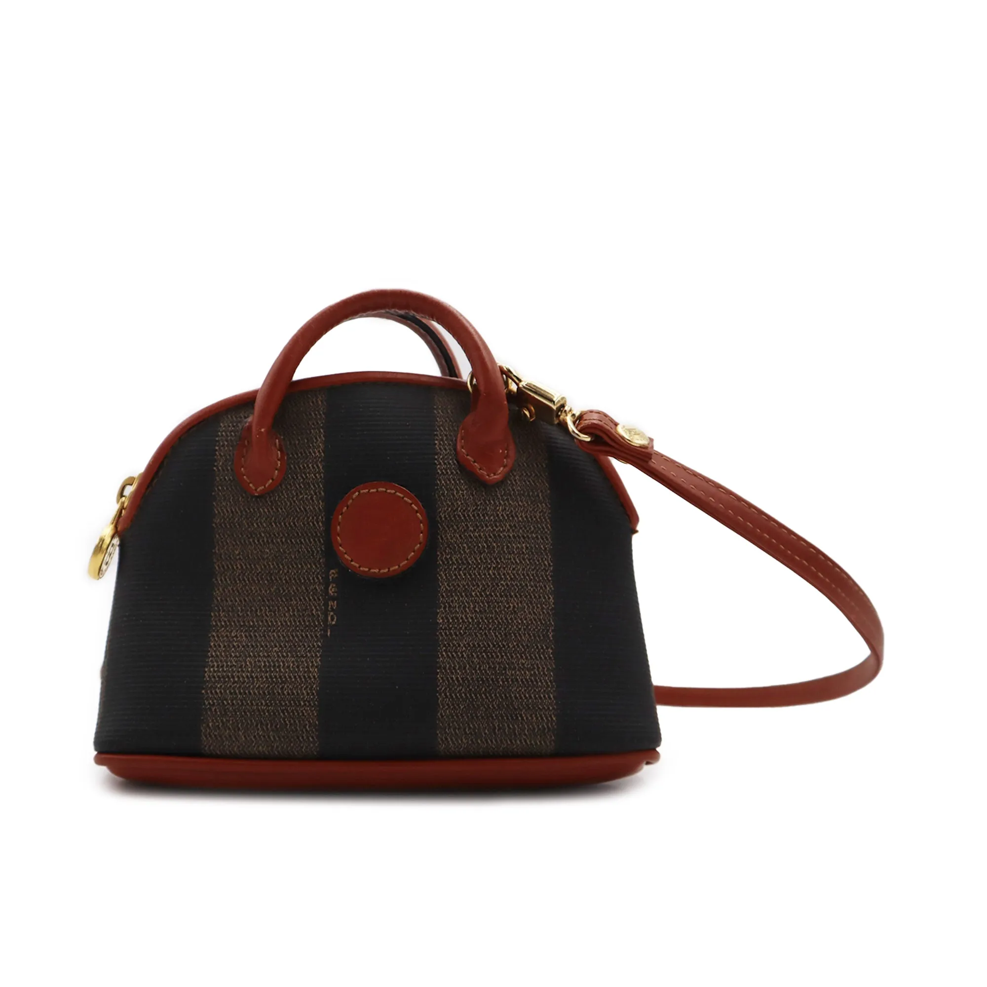 Fendi Pequin Canvas Mini Top Handle Handbag