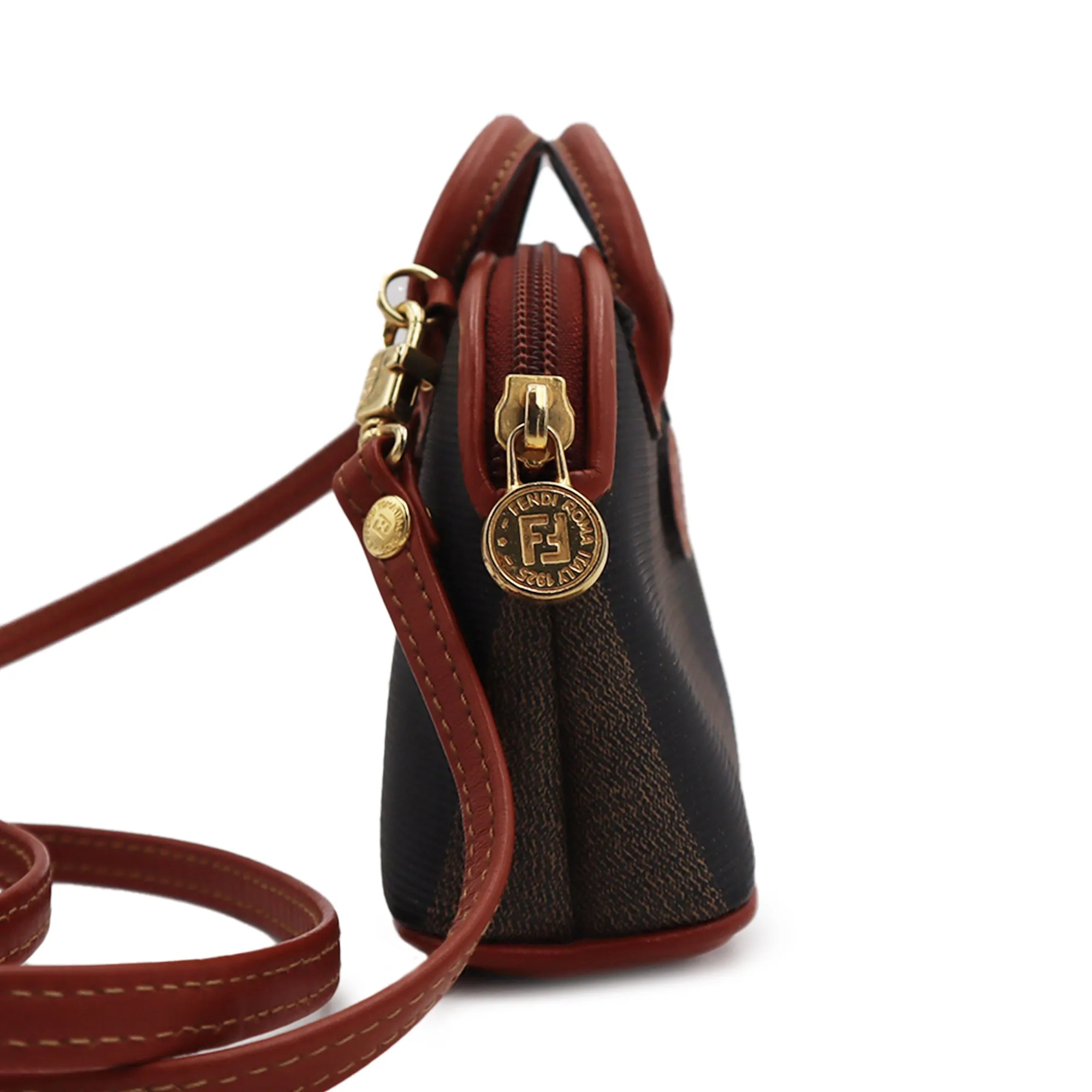 Fendi Pequin Canvas Mini Top Handle Handbag