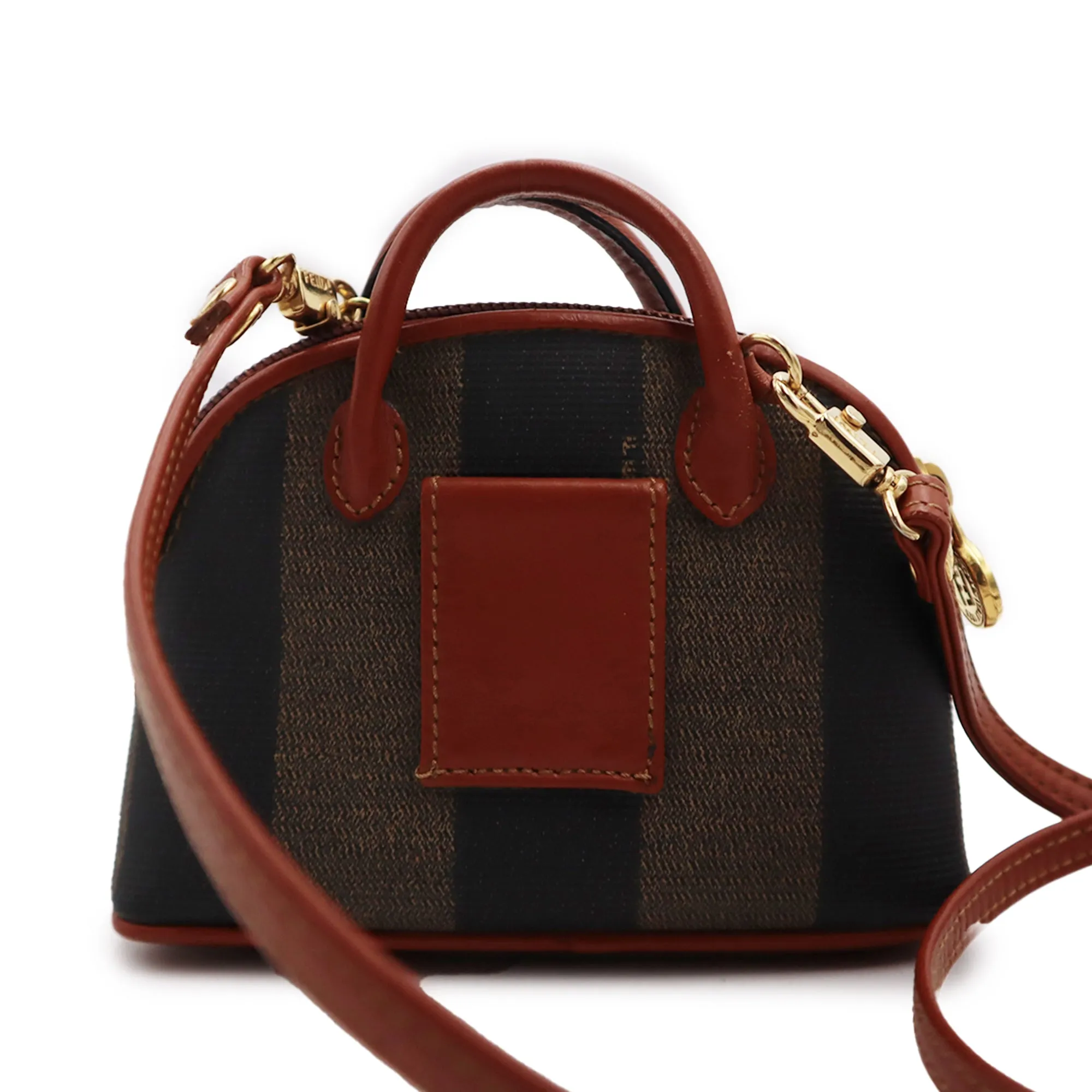 Fendi Pequin Canvas Mini Top Handle Handbag