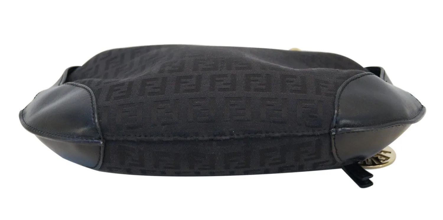 Fendi Zucchino Canvas Black Hobo Shoulder Bag