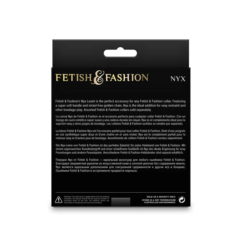 Fetish & Fashion - Nyx Leash - Black/Gold