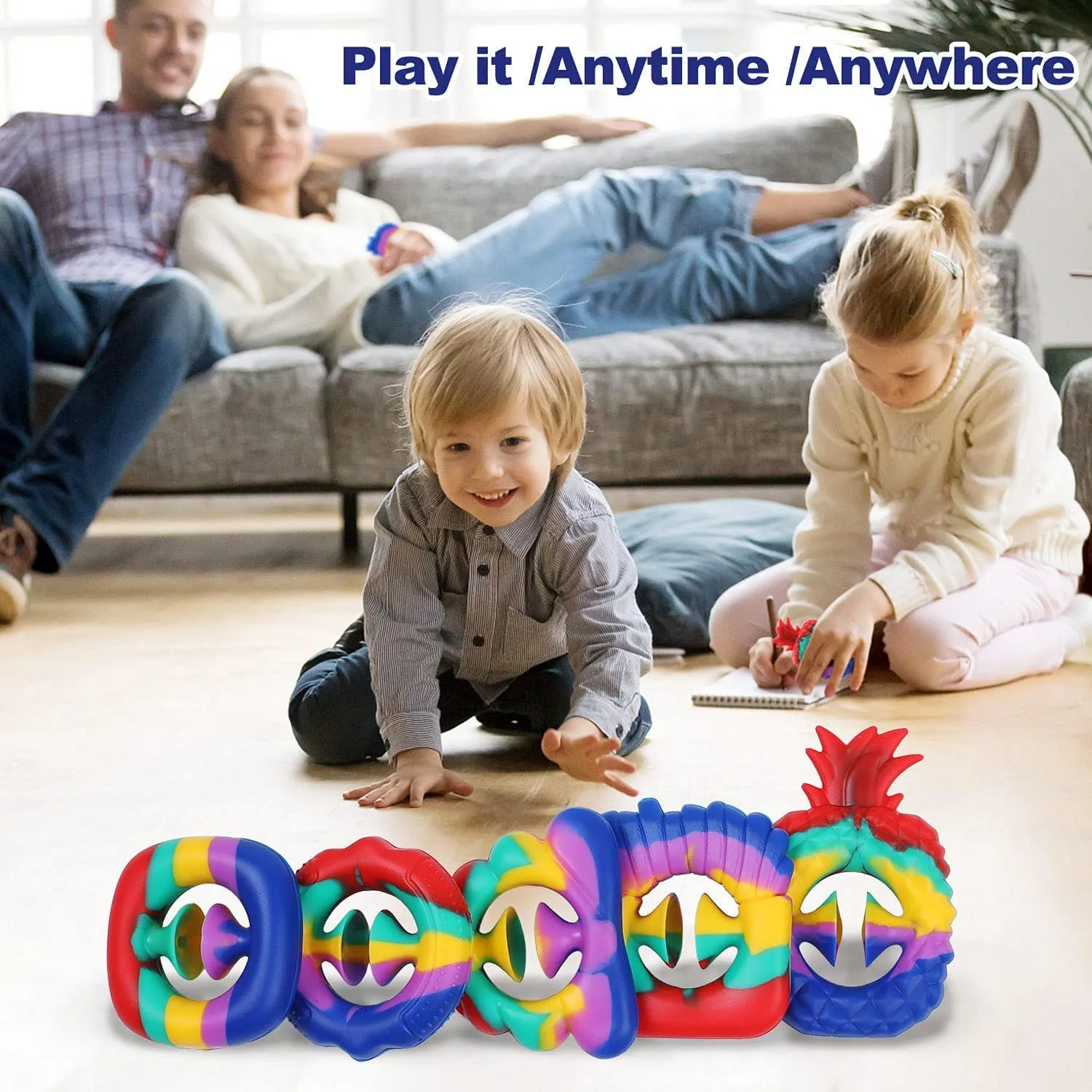 FIDGET SNAPPER - RAINBOW 3 STYLES PER PACK