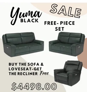 Flexsteel Yuma Power Recliner 3-Piece Ensemble In Black