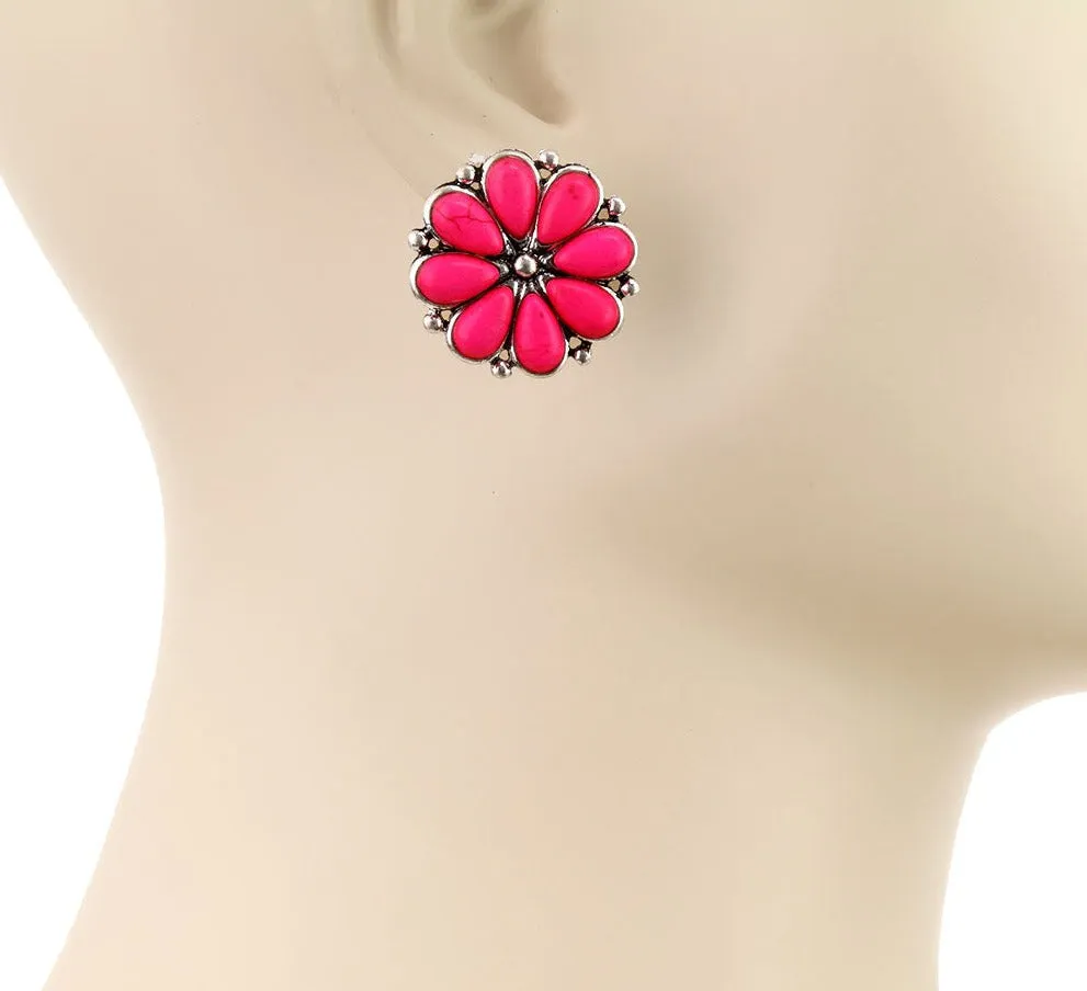 Foster Stone Flower Fashion Earrings - 1.15"