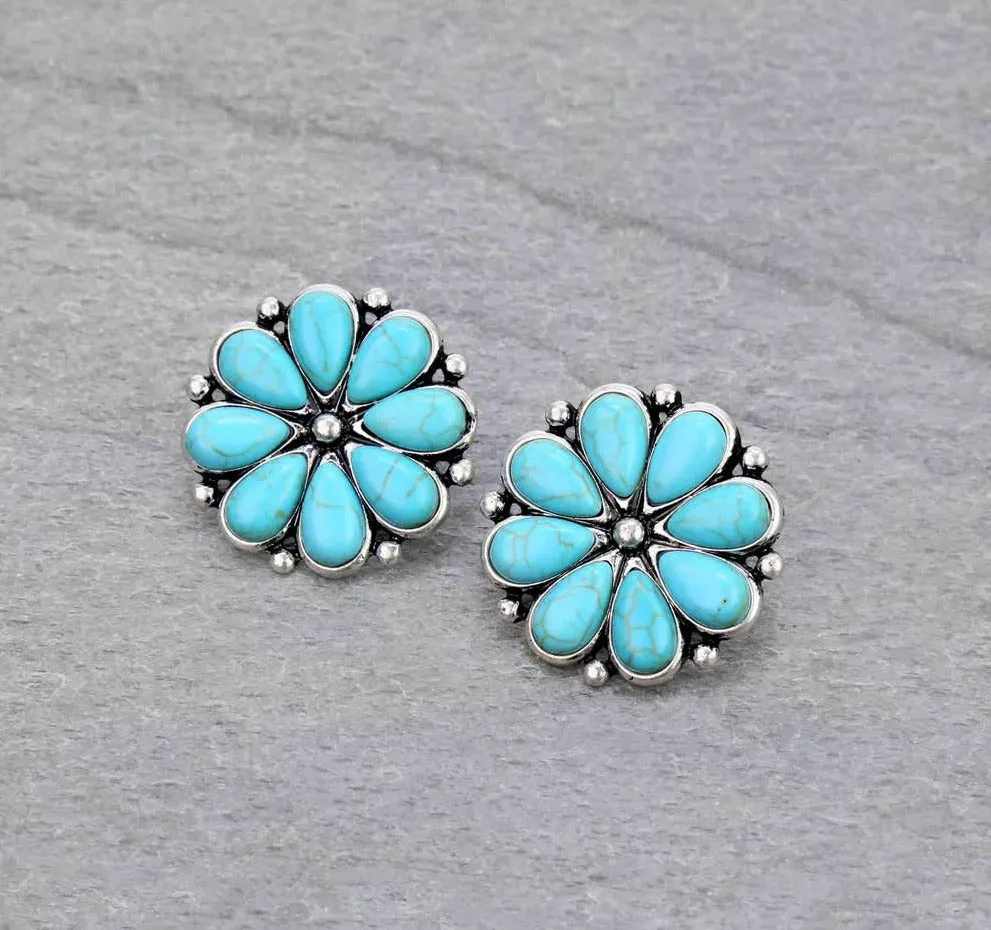 Foster Stone Flower Fashion Earrings - 1.15"