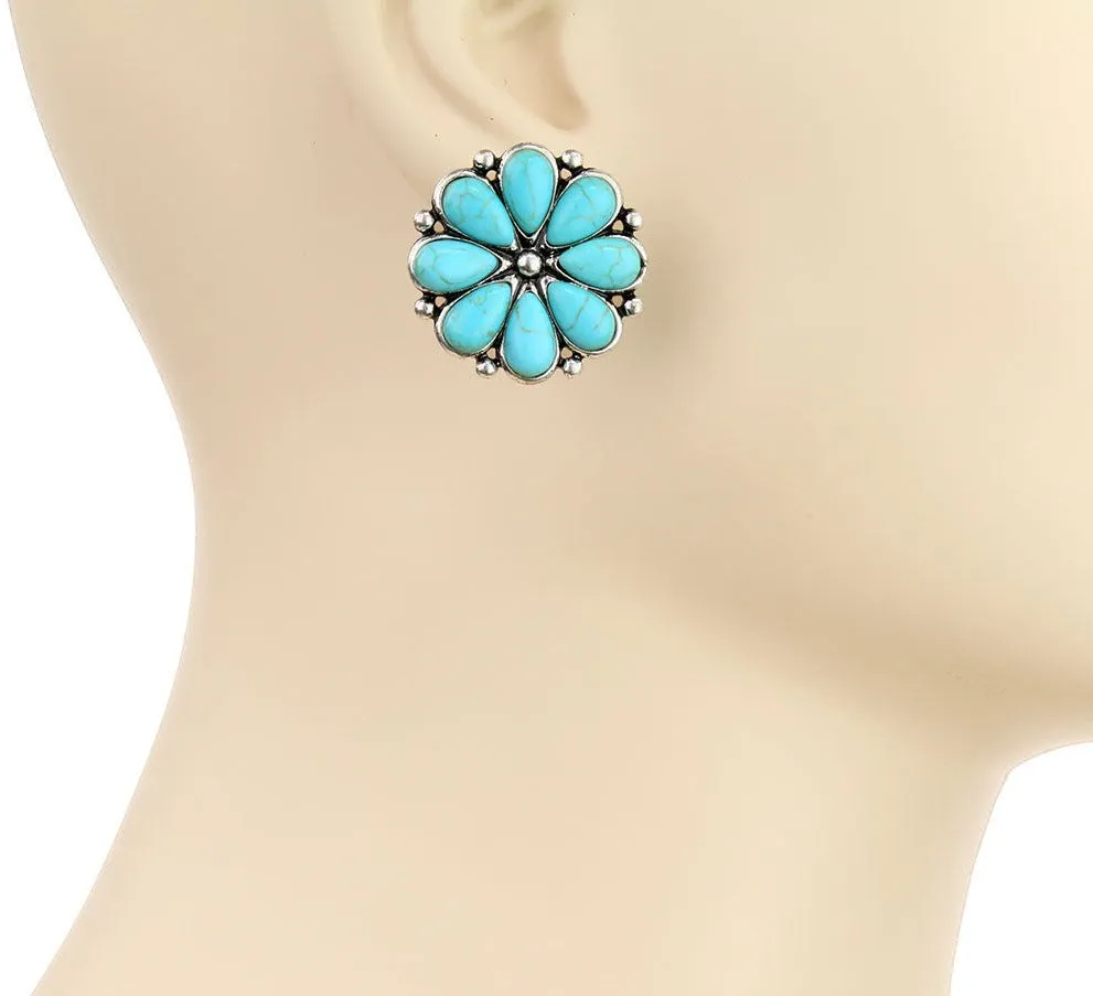 Foster Stone Flower Fashion Earrings - 1.15"