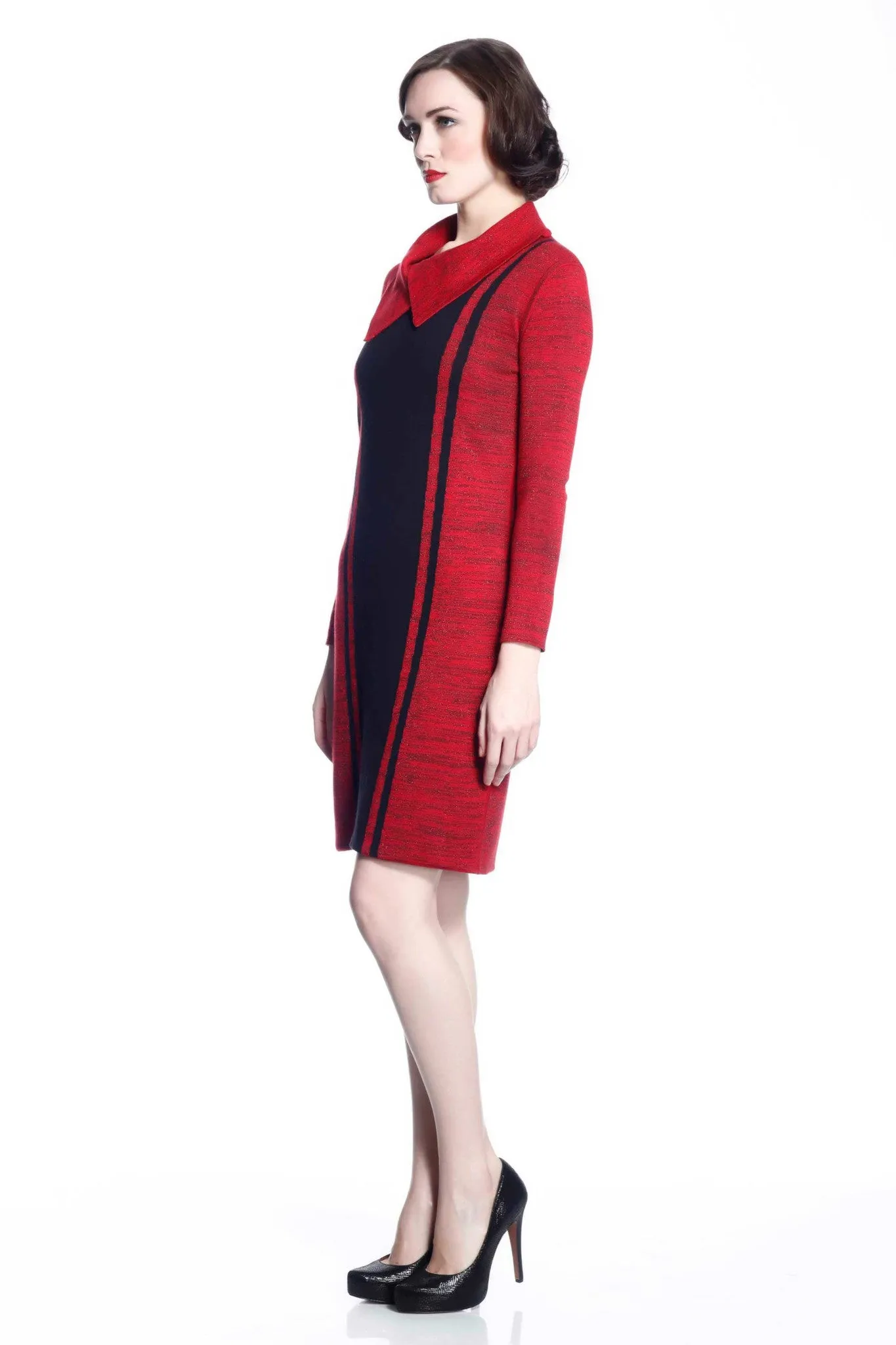 Genevieve Elegant Reversible Dress - Red/Black