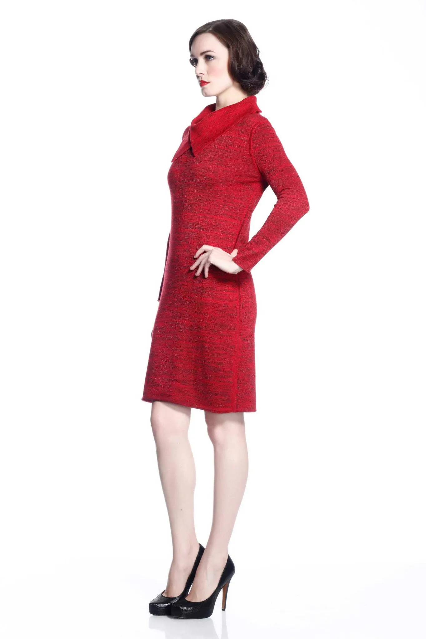 Genevieve Elegant Reversible Dress - Red/Black