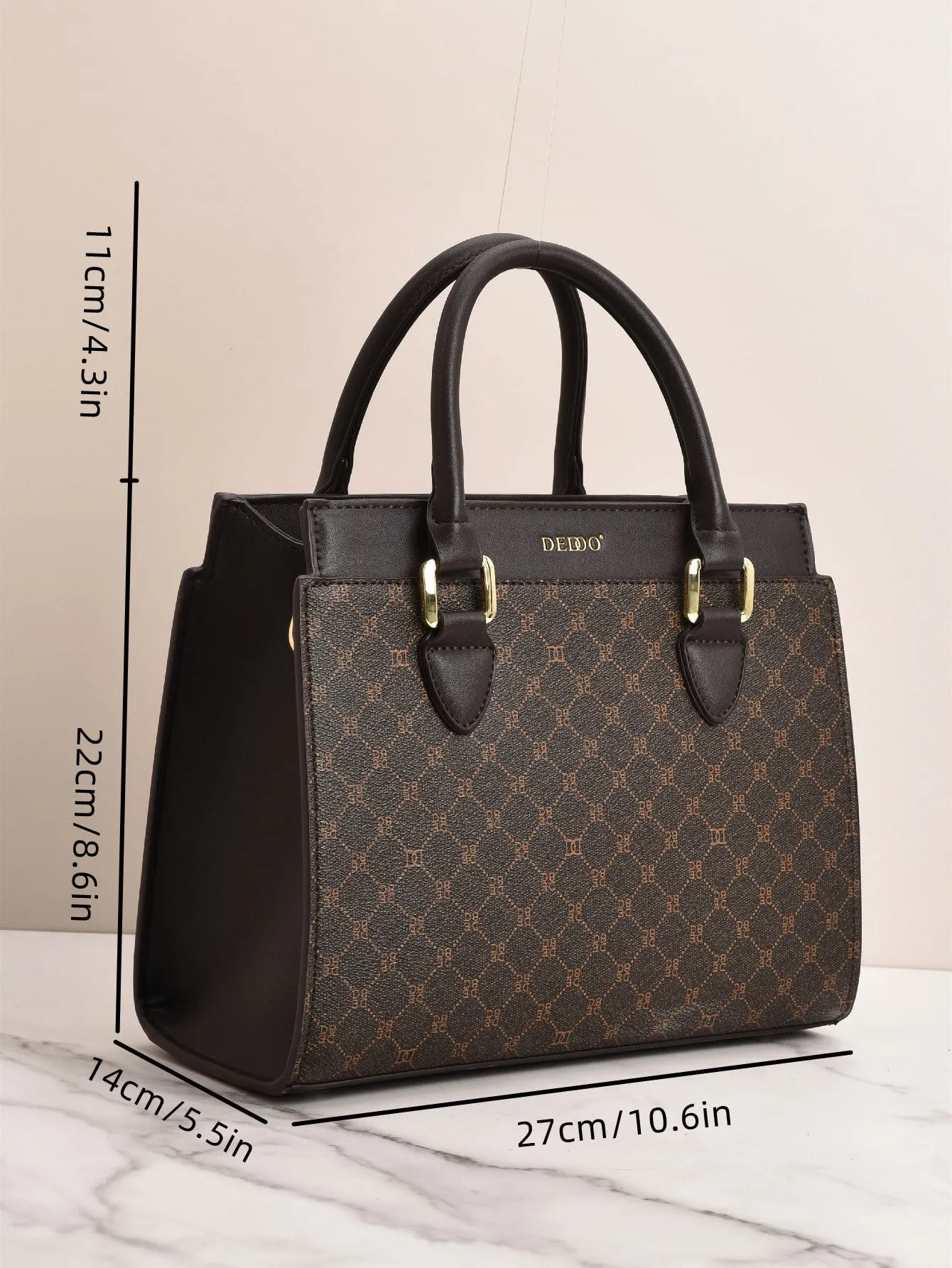 Geometric Pattern cross-body handbag - Brown