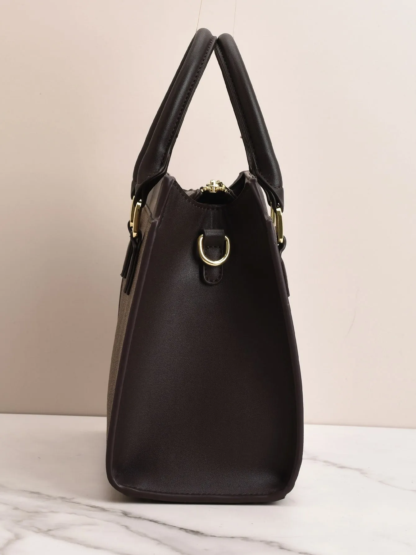 Geometric Pattern cross-body handbag - Brown