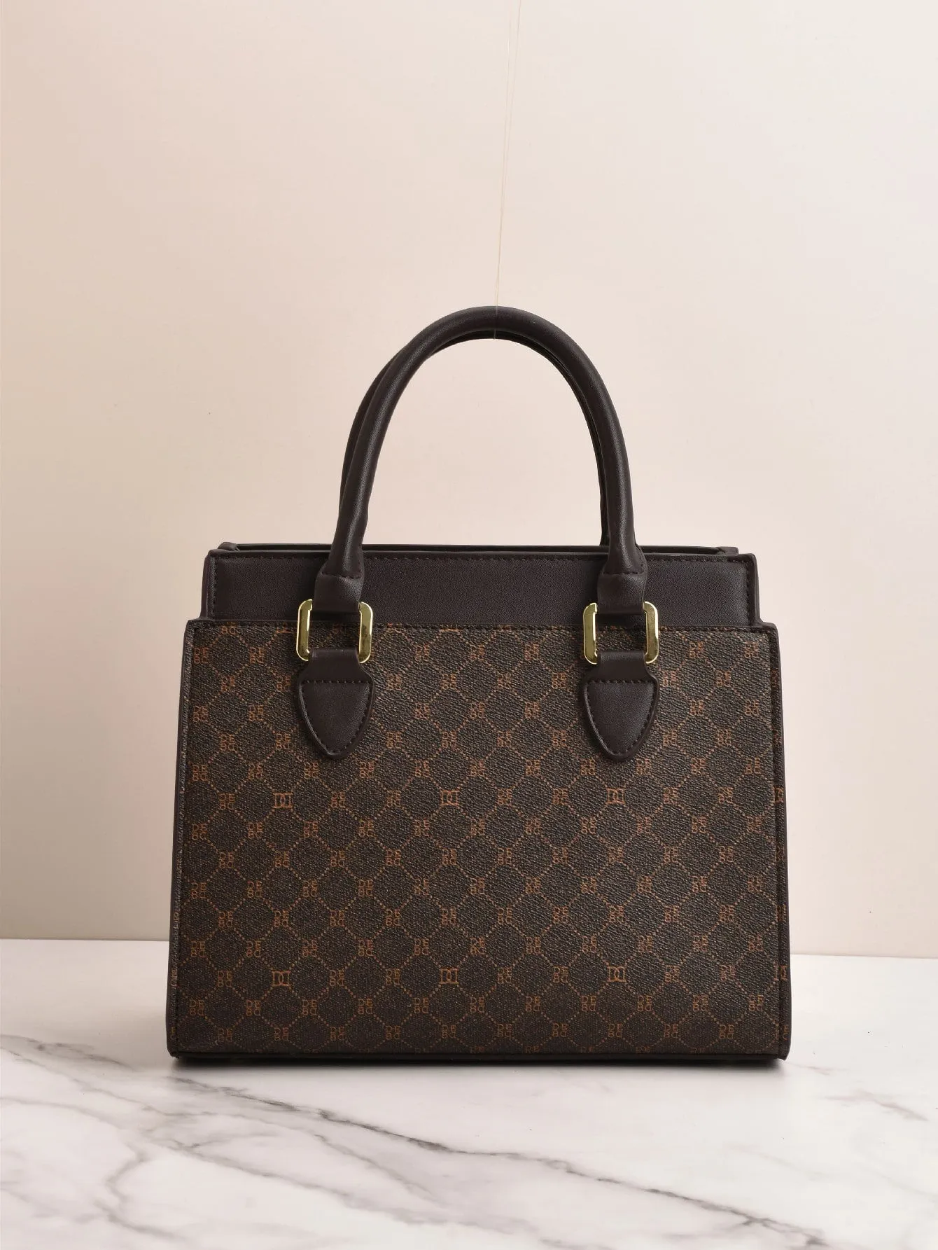 Geometric Pattern cross-body handbag - Brown