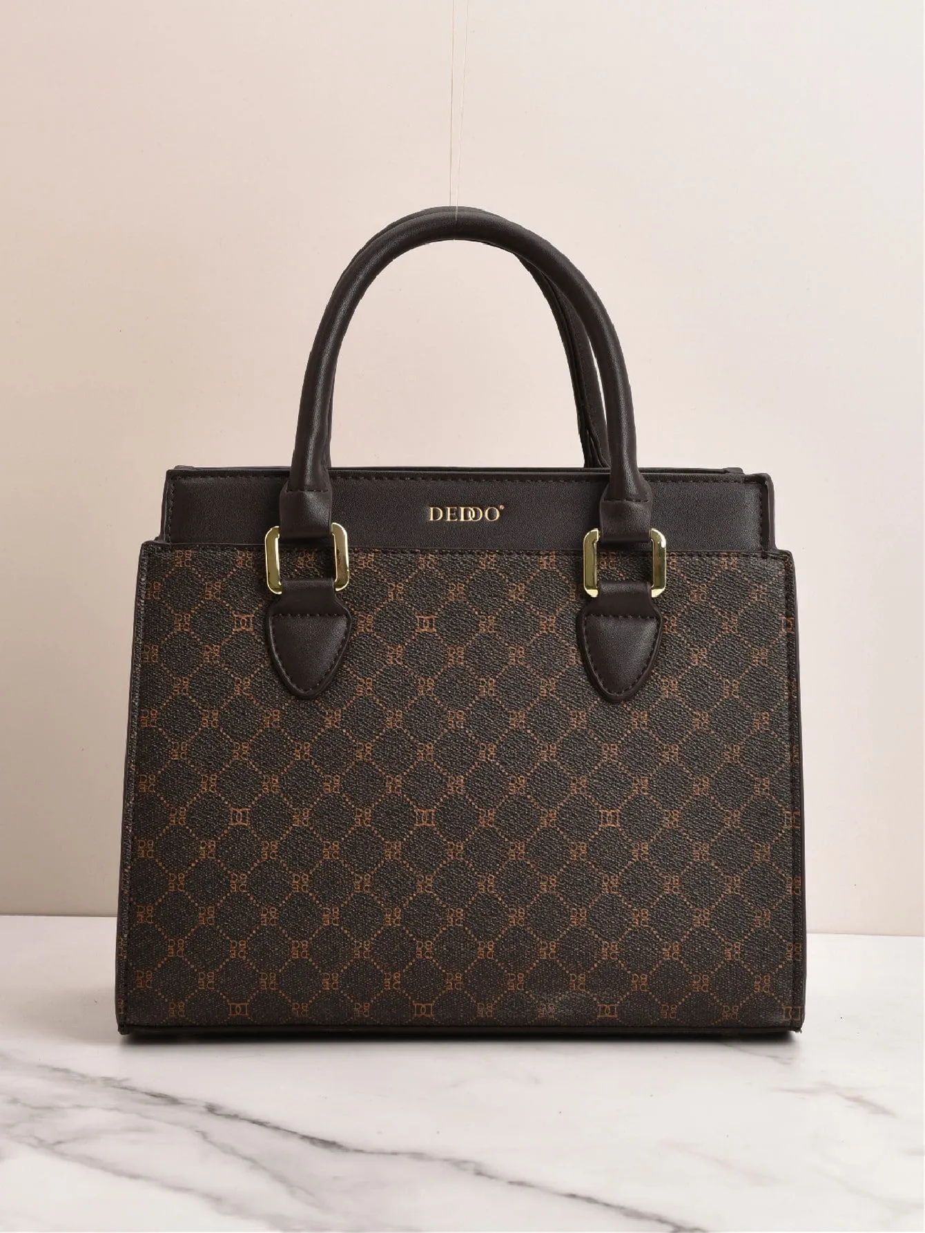 Geometric Pattern cross-body handbag - Brown