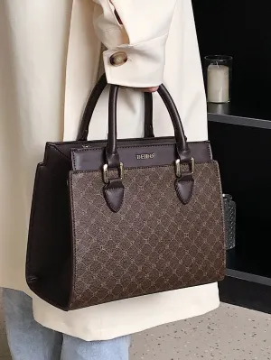 Geometric Pattern cross-body handbag - Brown