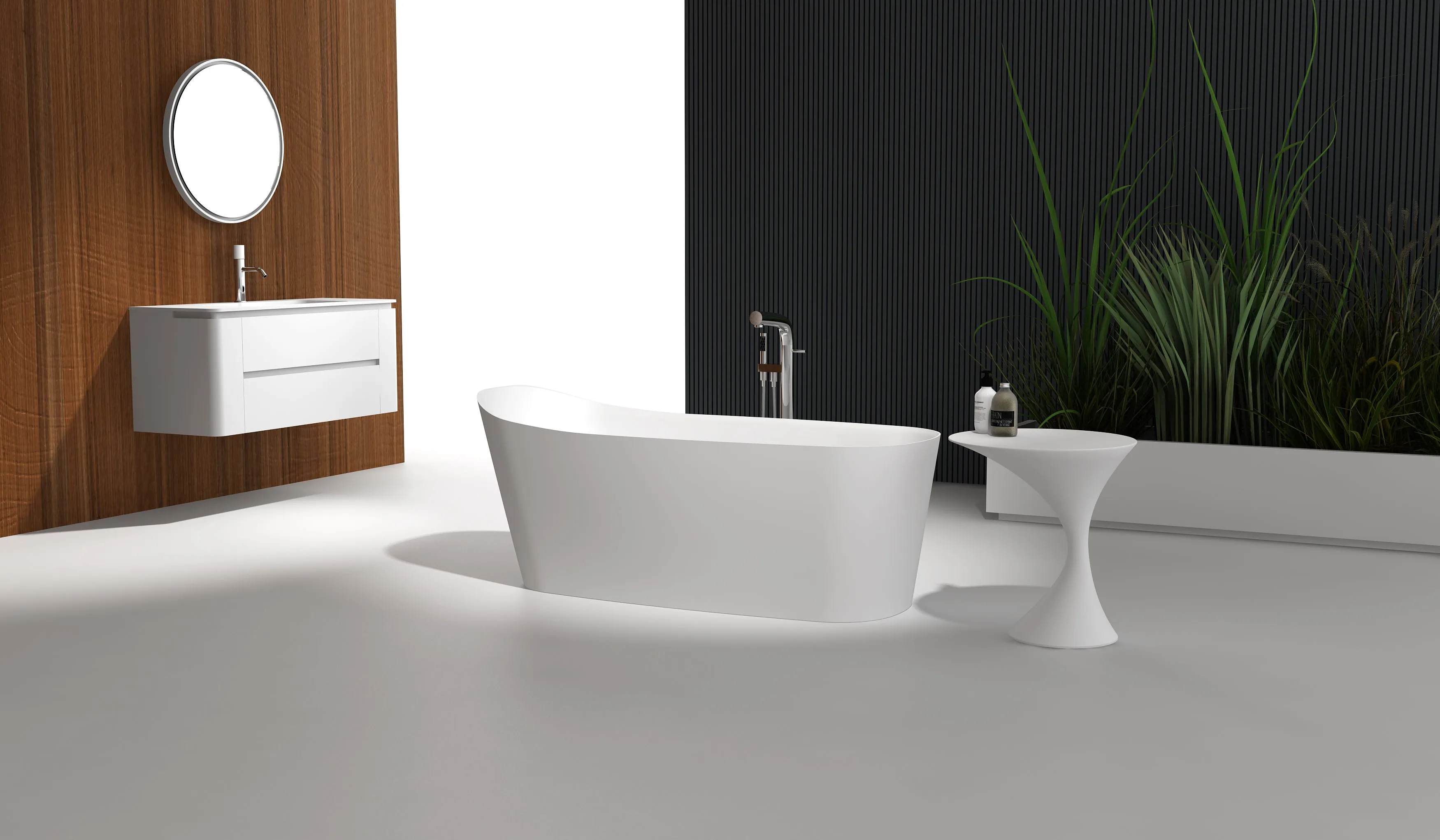 Gia Elegant Slimline Stone Bath - 1600mm - G65175