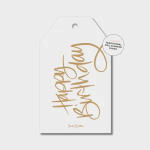 Gift Tag - Happy Birthday Script White