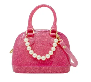 Girl's Jelly Bowling Crossbody Handbag in Hot Pink