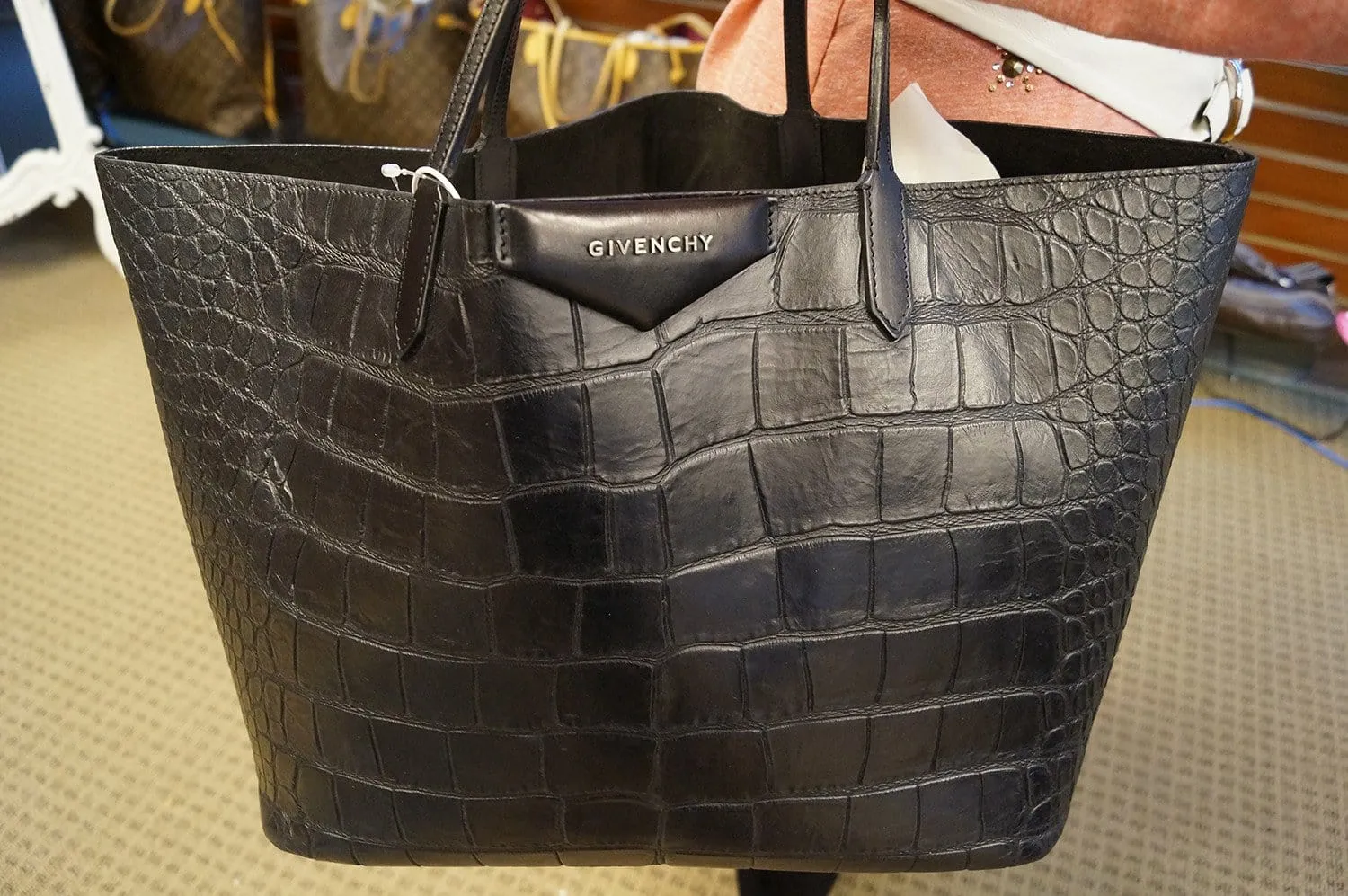 GIVENCHY Antigona Shopper Embossed Crocodile Shoulder Handbag