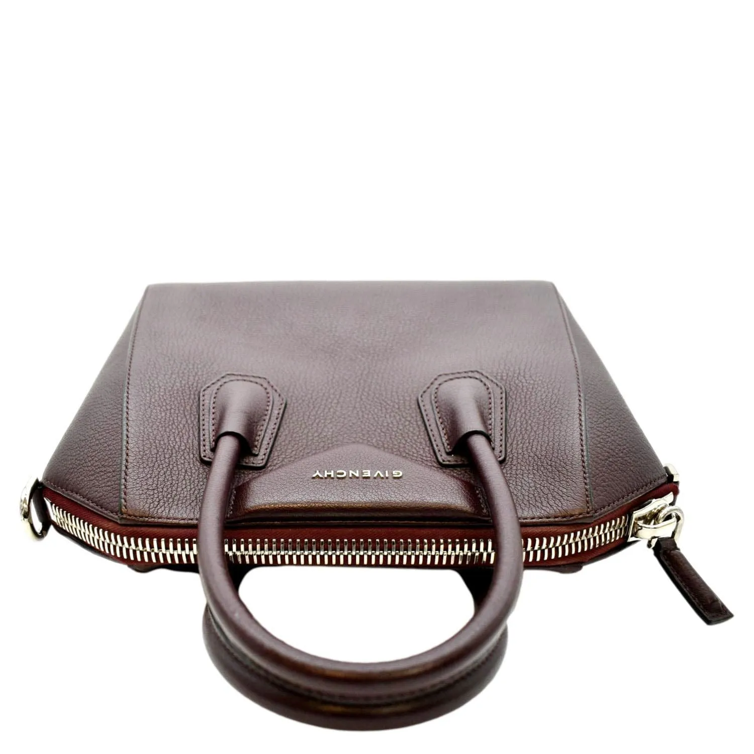 GIVENCHY Antigona Small Aubergine Leather Shoulder Bag Burgundy